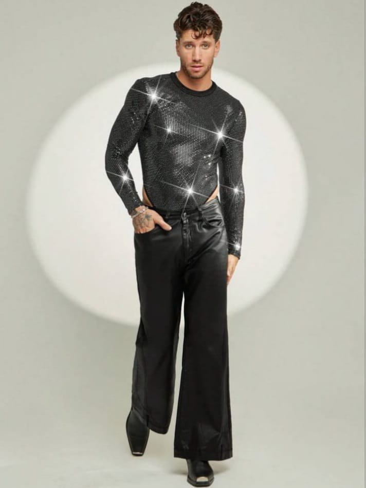 Man's Sequin Long Sleeve Bodysuit